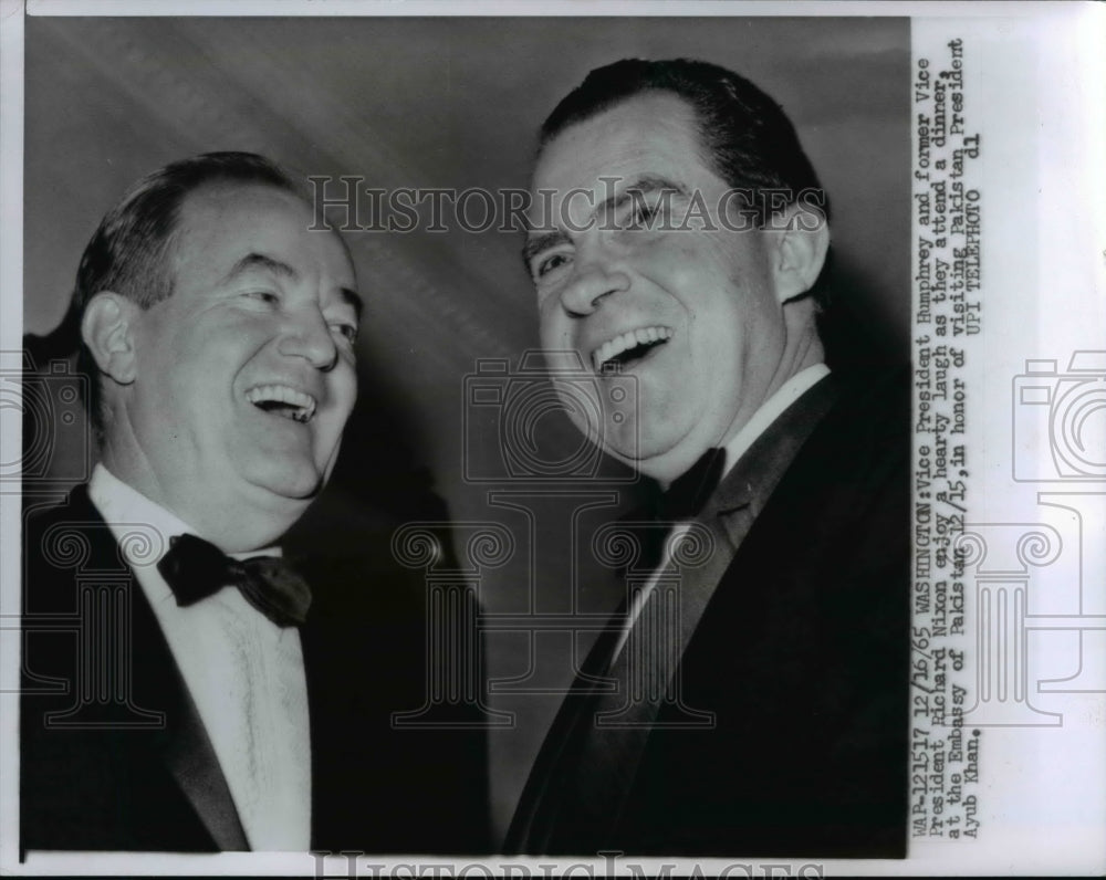 1965 Press Photo Vice Pres.Humphrey and former Vice Pres.Richard Nixon
