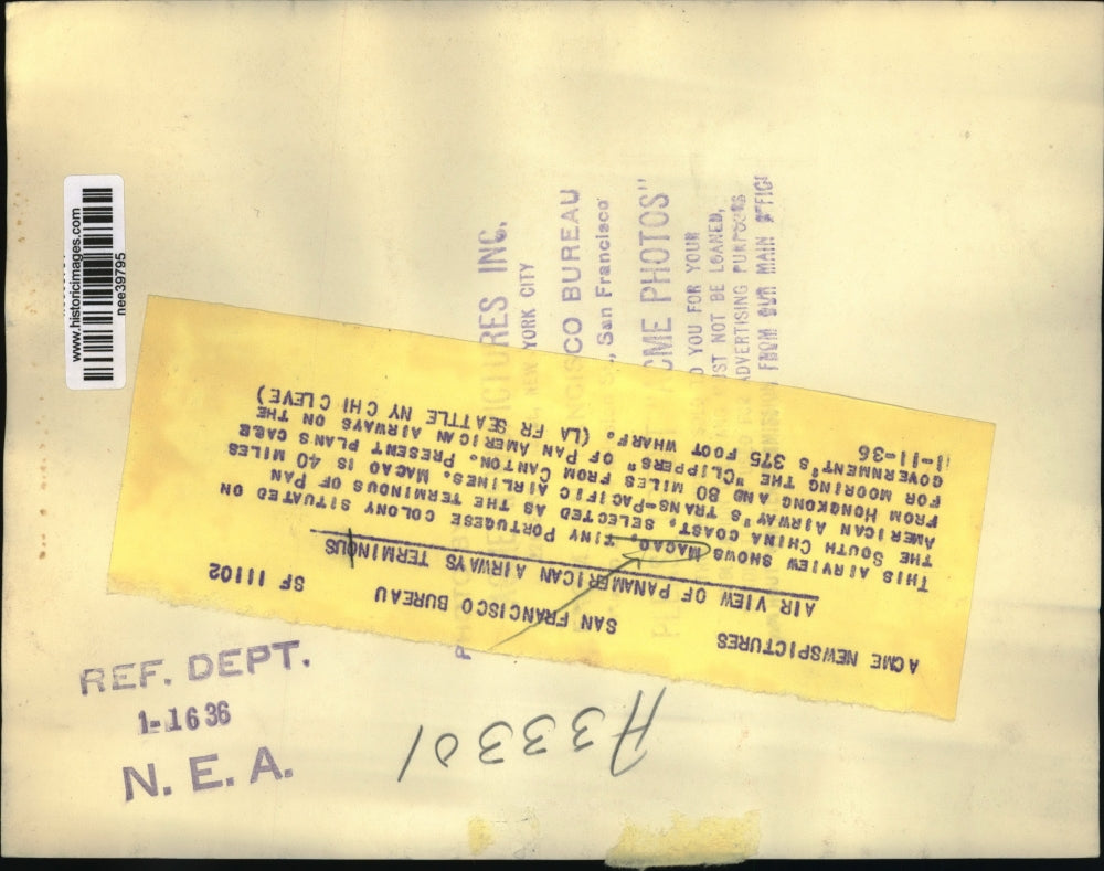 1936 Press Photo Areal view of the Pan American Airways' Terminous - nee39795