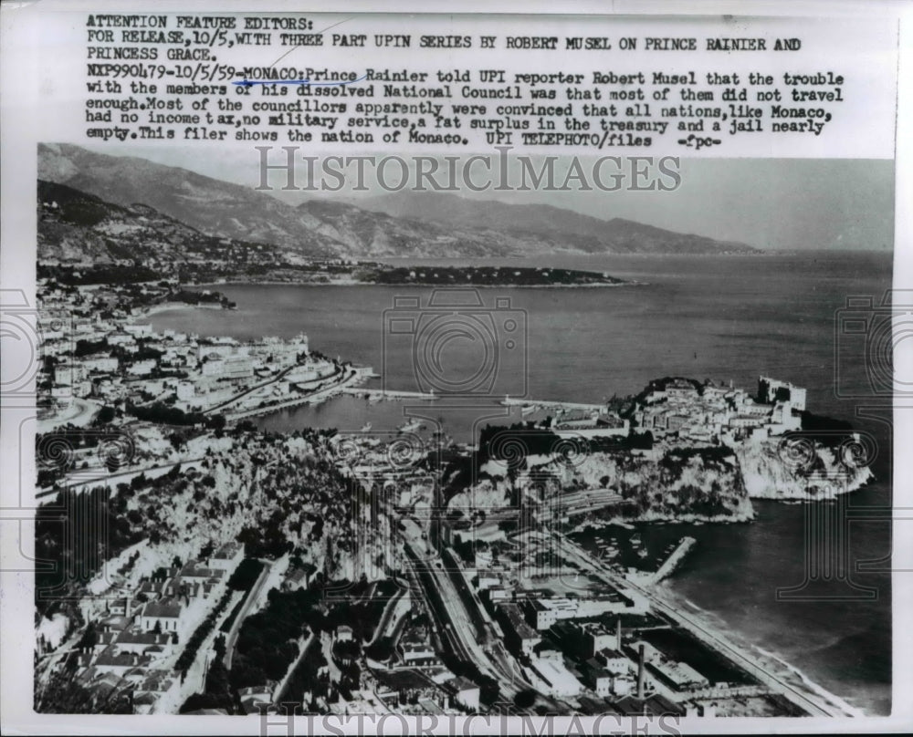 1959 Press Photo Air View Nation Of Monaco - nee39811