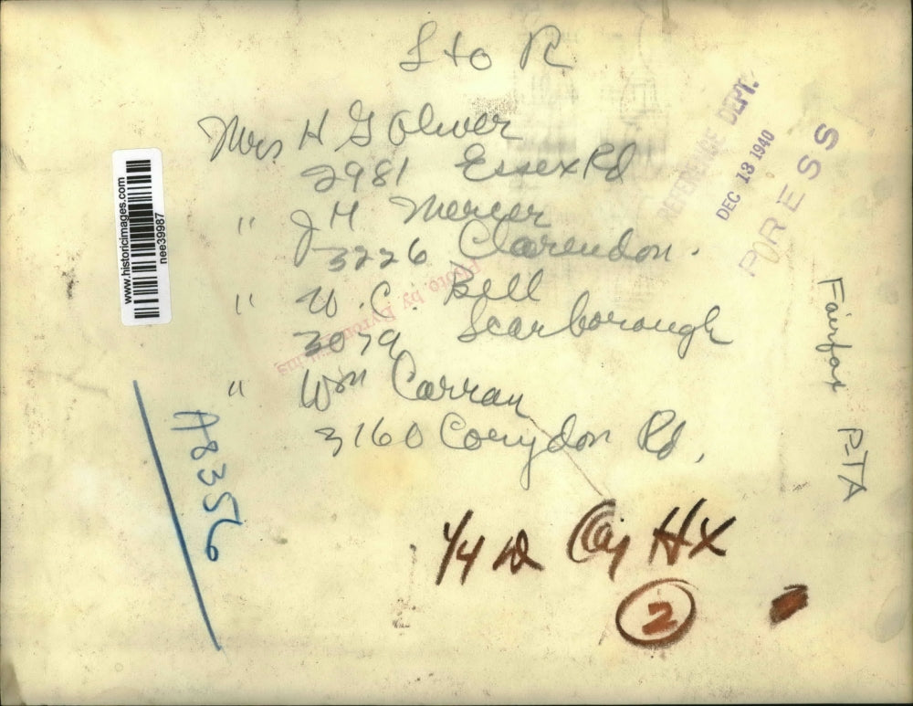 1940 Press Photo Fairfax PTA, H. Oliver, J. Meureer, W. Bell, W. Carran