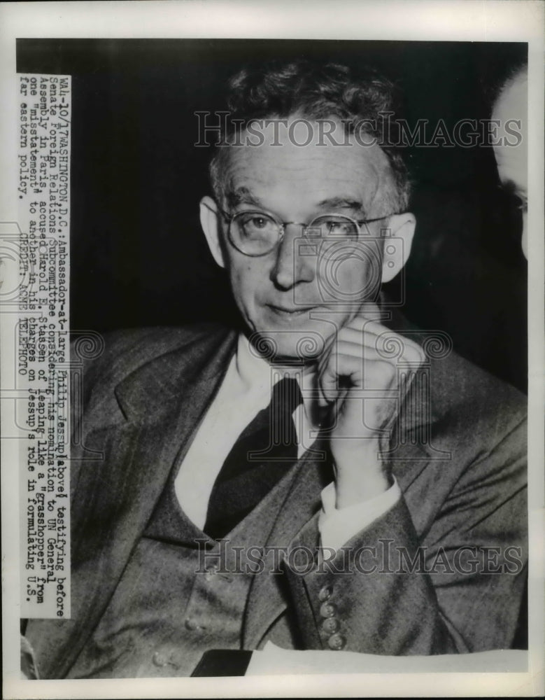 1951 Press Photo Ambassador at Large Philip Jessup Testifying at Senate Hearing