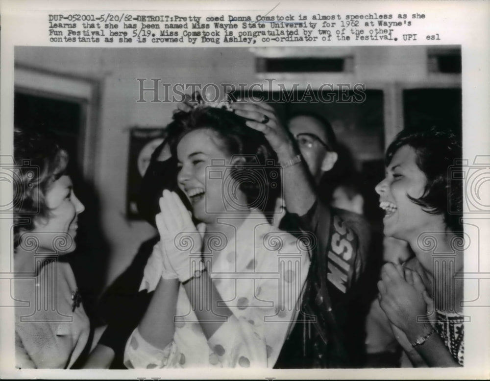 1962 Press Photo Donna Comstock as Ms Wayne State Univ at Wayne's Fun Festival