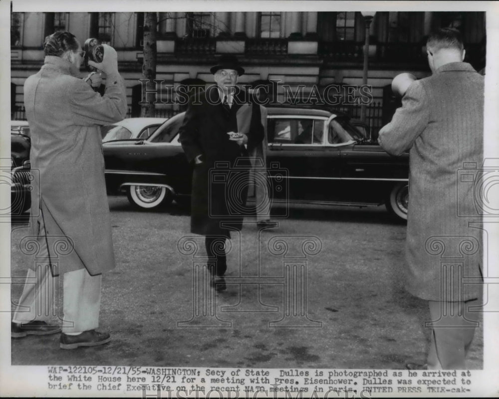 1955 Press Photo Secretary of State Dulles Arrives at the White House