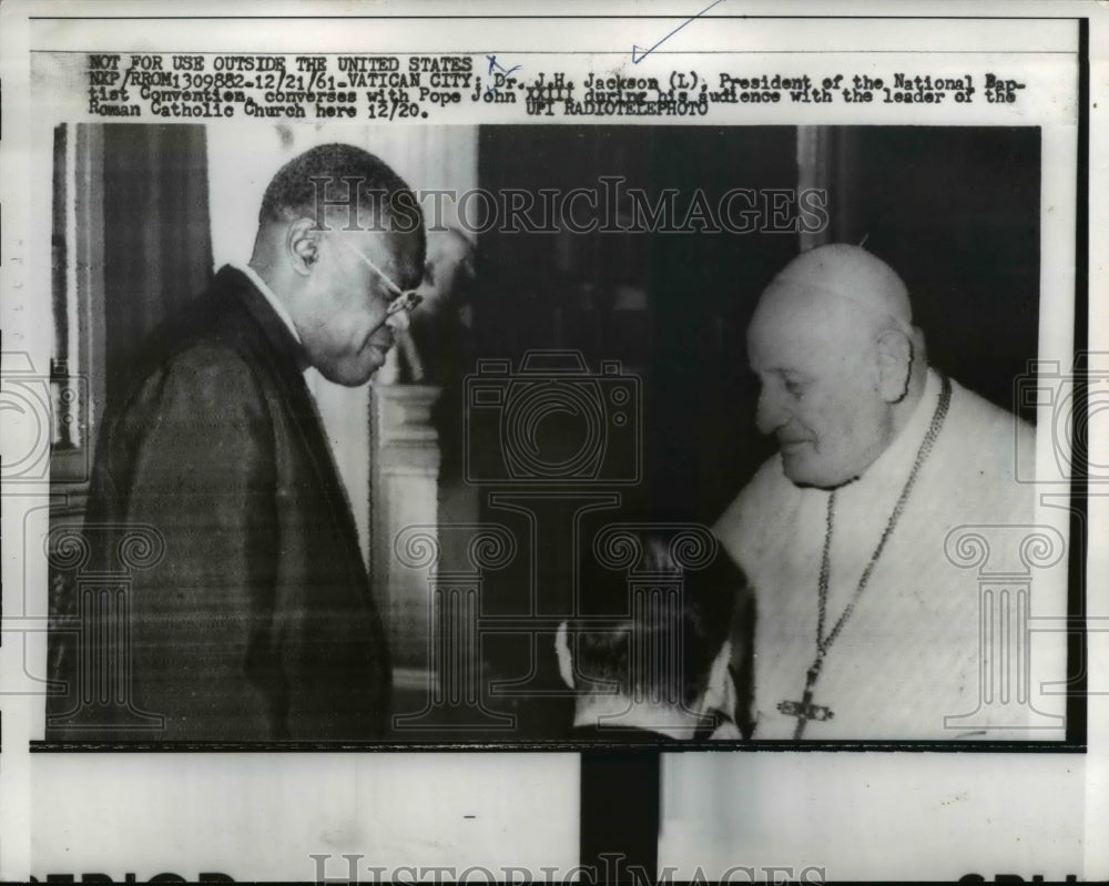 1961 Press Photo Dr JH Jackson,Pres of Nat'l Baptist Convention & Pope John 23rd
