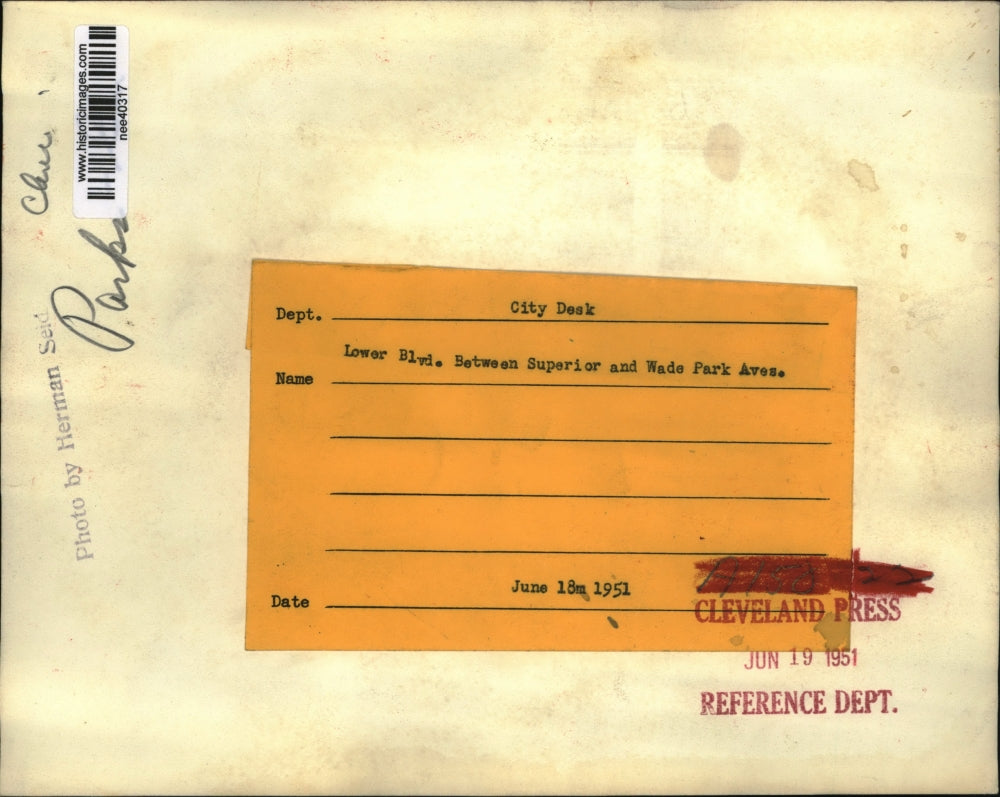 1951 Press Photo Lower Blvd. between Superior & Wade Park Aves. - nee40317