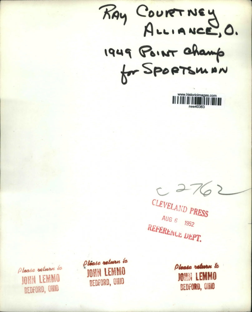 1952 Press Photo Ray Courtney Alliance, O 1949 Point Champ for Sportsman