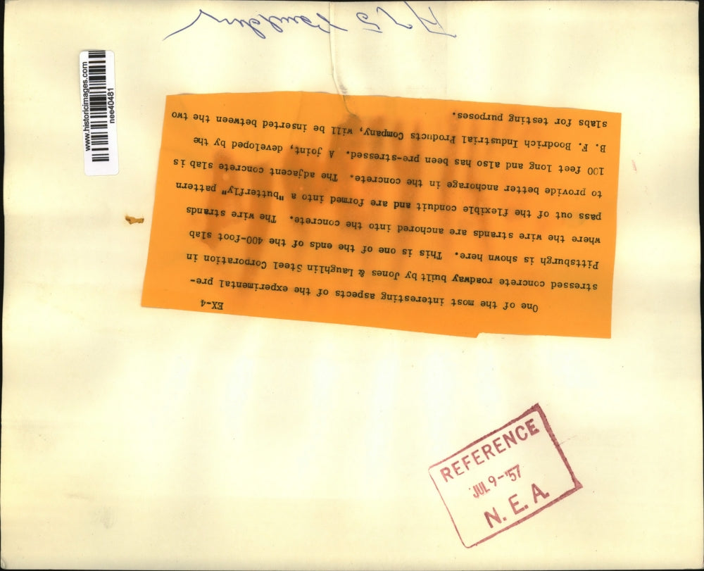 1957 Press Photo of prestressed concrete roadway built by the Jones & Luaghlin