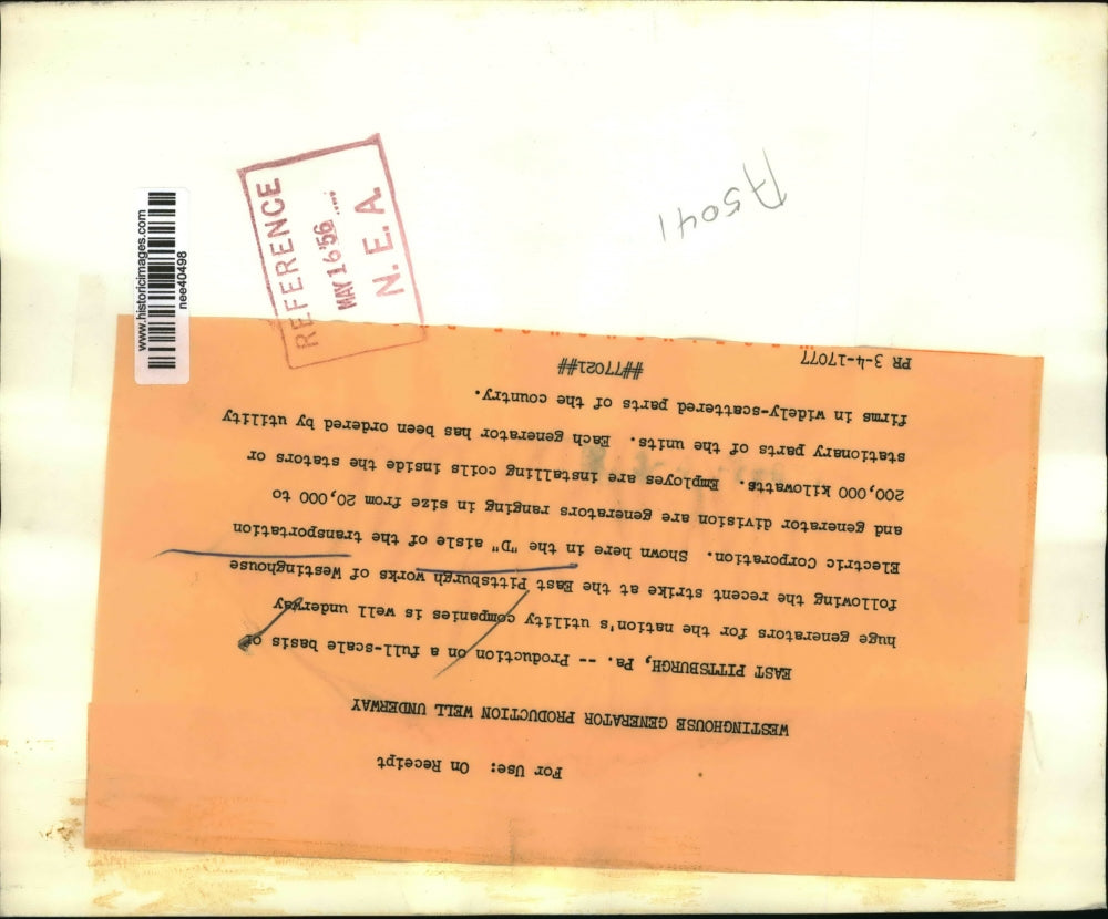 1956 Press Photo East Pittsburgh Plant Westinghouse Electric Corporation