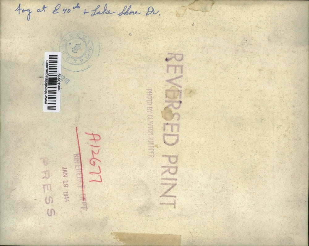 1944 Press Photo Fog at East 40th and Lake Shore Drive, Chicago Illinois