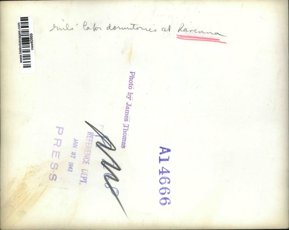 1942 Press Photo Girls' Labor Dormitories at Ravenna