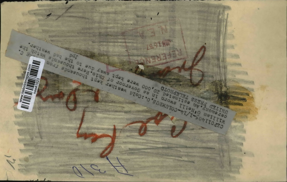 1957 Press Photo Governor Sworn in in Ohio Despite Heavy Snow