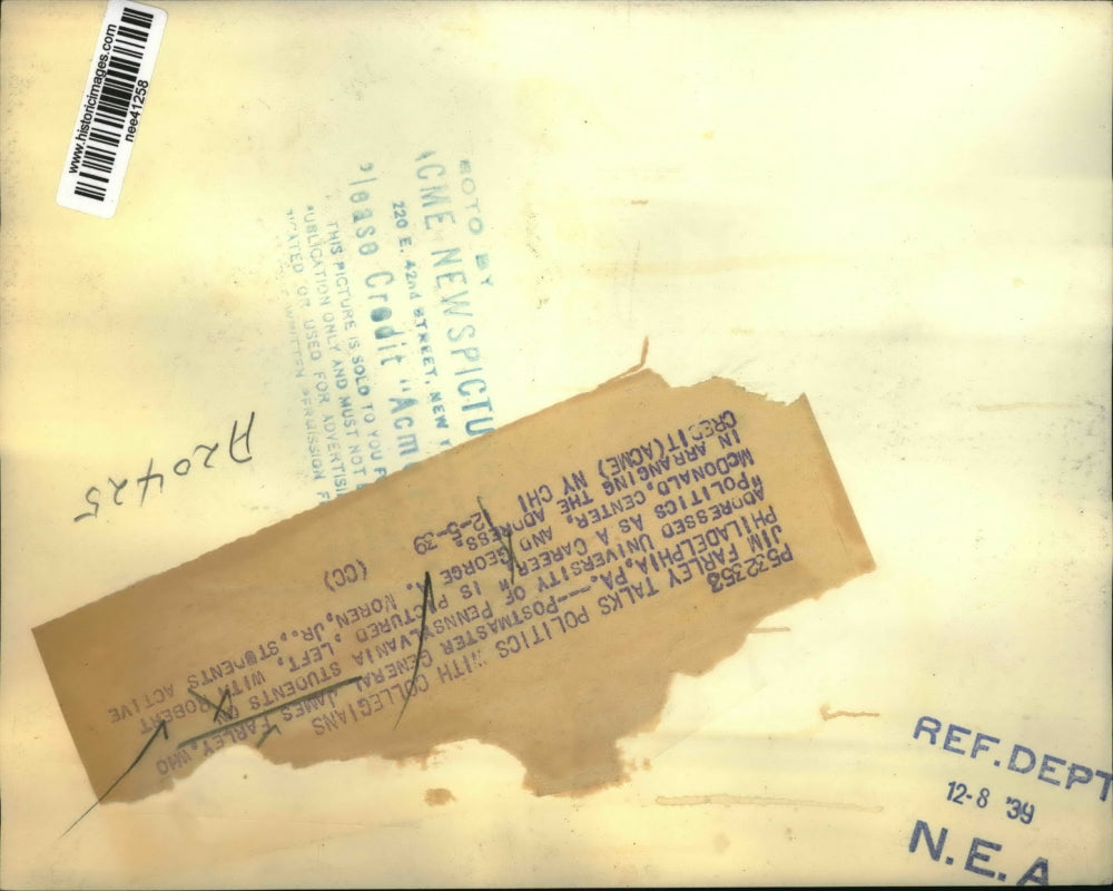 1939 Press Photo Philadelphia PA James Farley, Robert McDonald and George Moren