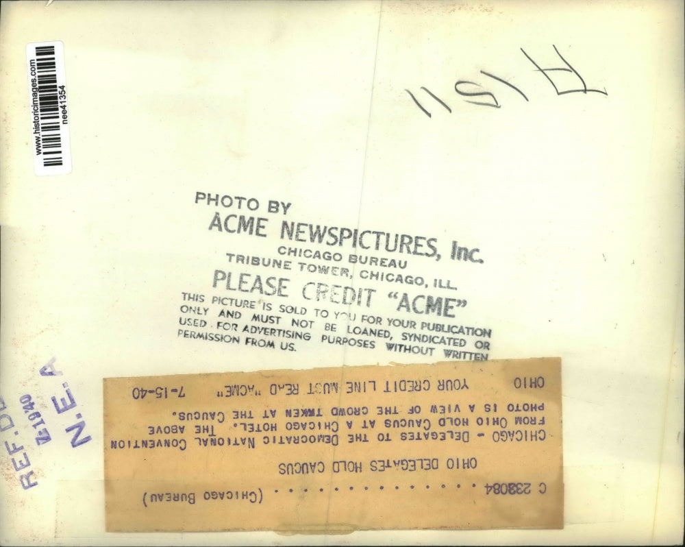 1940 Press Photo Ohio Delegates to Democratic National Convention Caucus