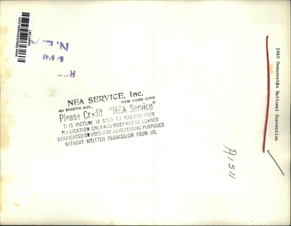 1940 Press Photo Woman Alseep at Democratic National Convention