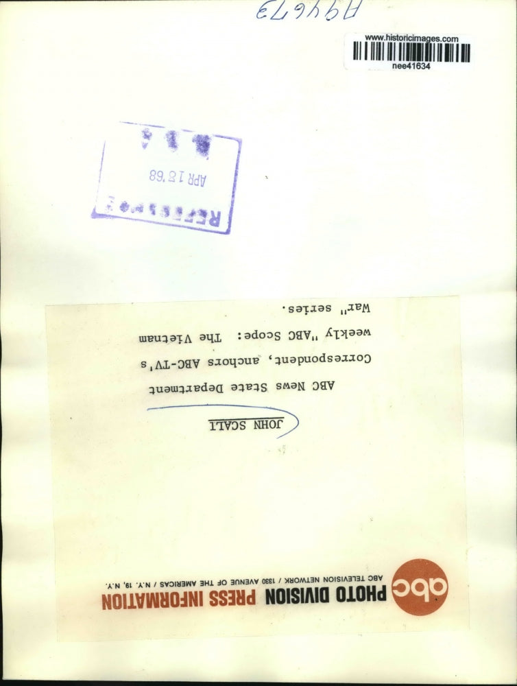 1968 Press Photo John Scali ABC:Scope: The Vietnam War Series Correspondent