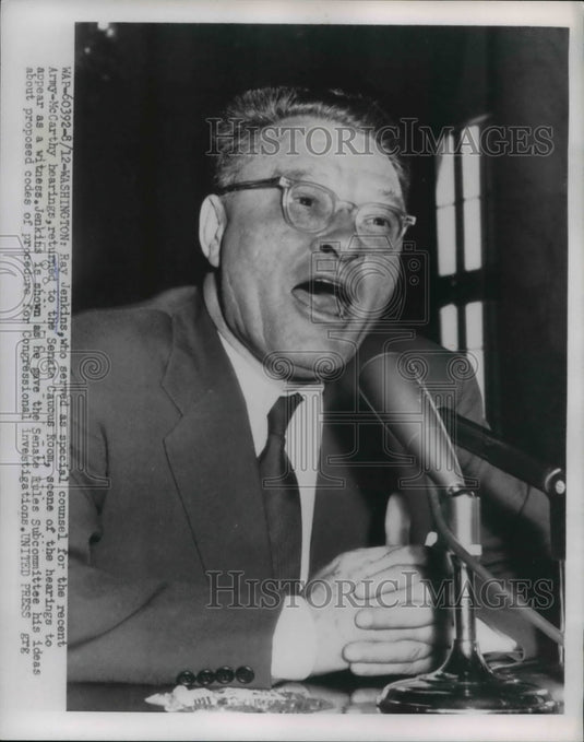 1954 Press Photo Ray Jenkins witness for hearing of Senate Rules Subcommittee