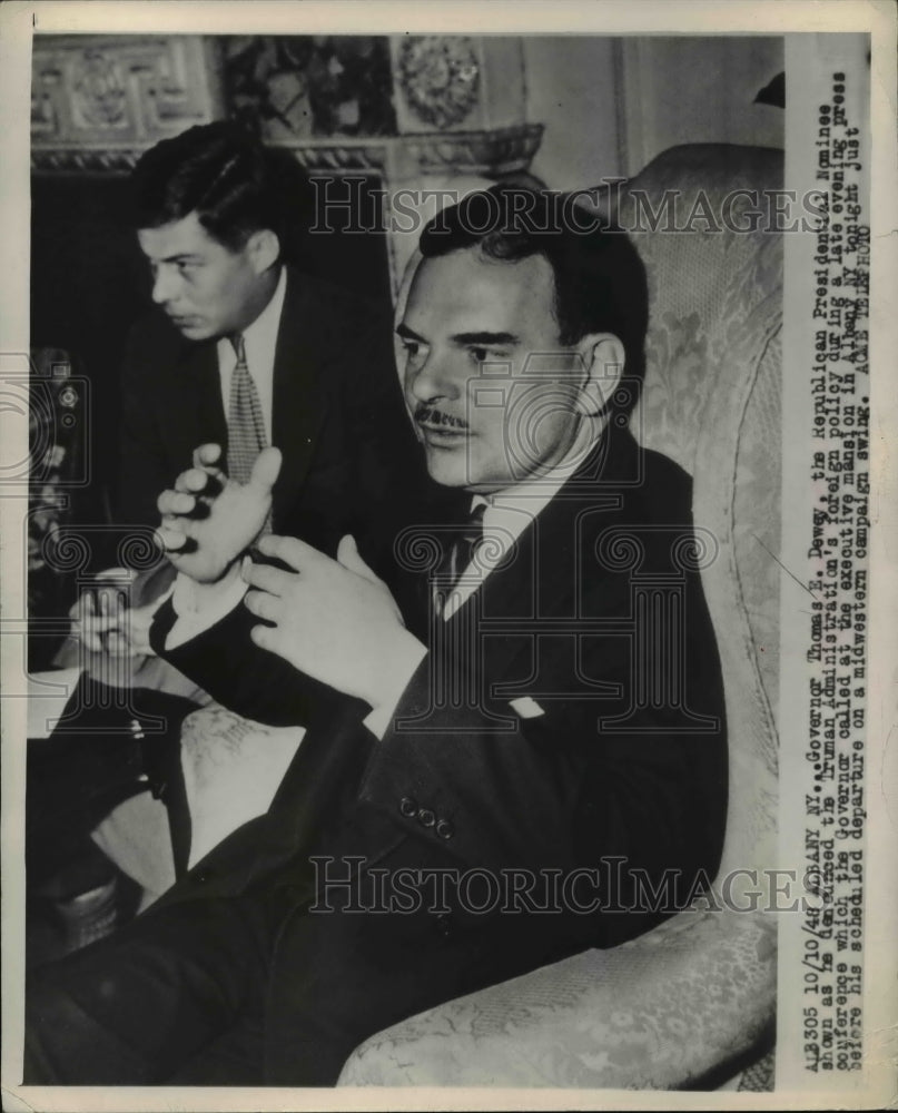 1938 Press Photo Gov. Thomas E. Dewey denounced Truman administration foreign - Historic Images