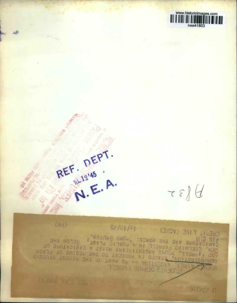 1945 Press Photo Buenos Aires, Argentina Protest To Regime Of Peron And Farrell