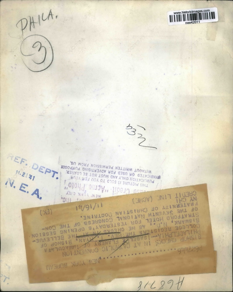 1941 Press Photo Isabelle Flaery, Rev. T. Ryan Bishop of Bismark Catholic