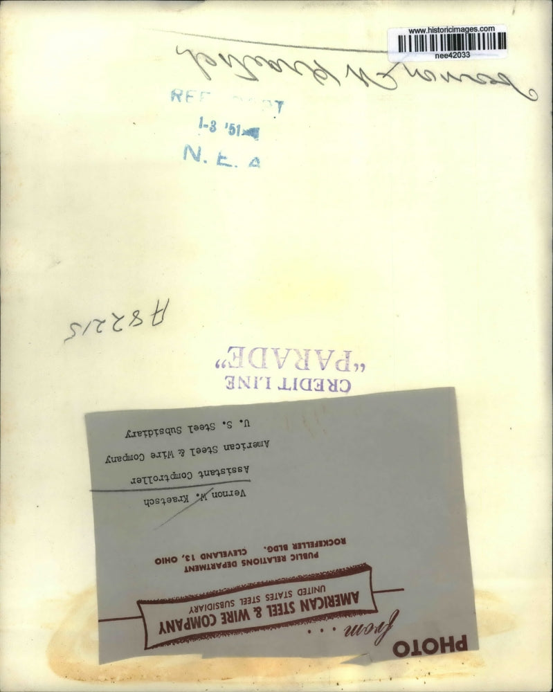 1951 Press Photo Vernon W. Kraetsch, American Steel & Wire Company Comptroller