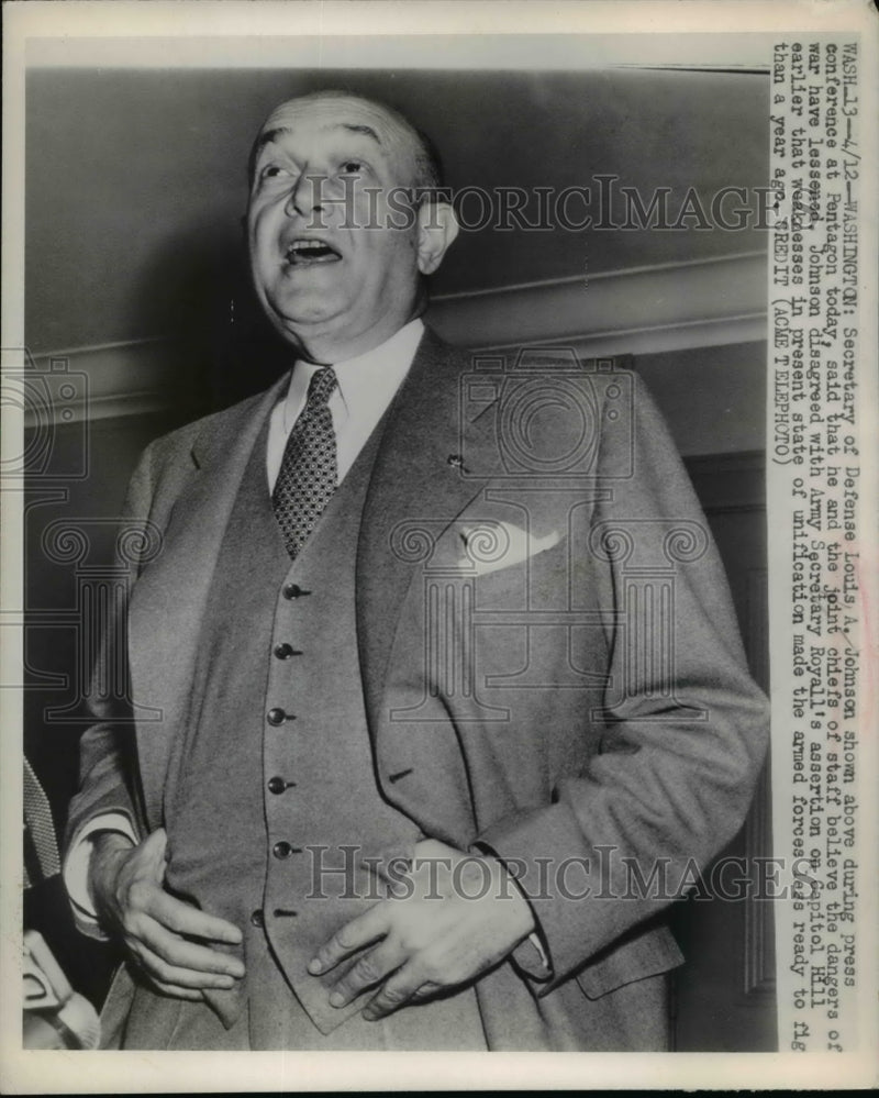 Load image into Gallery viewer, 1949 Press Photo Defense Secretary Louis A. Johnson During Press Conference
