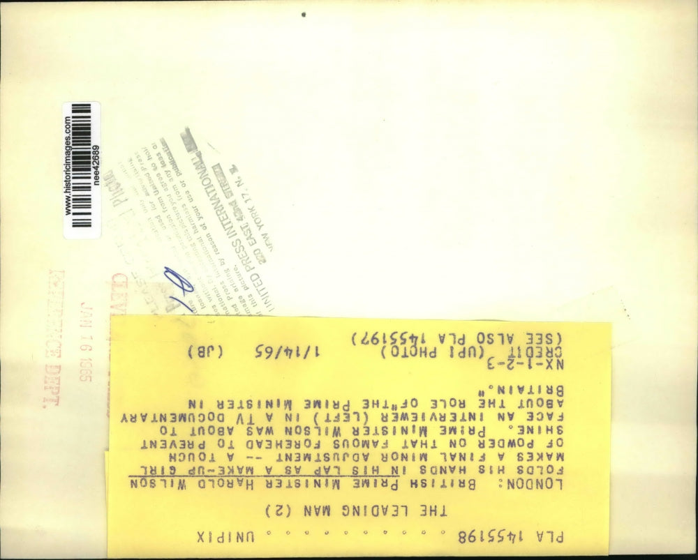 1965 Press Photo London, British Prime Minster Harold Wilson, Doing TV Interview