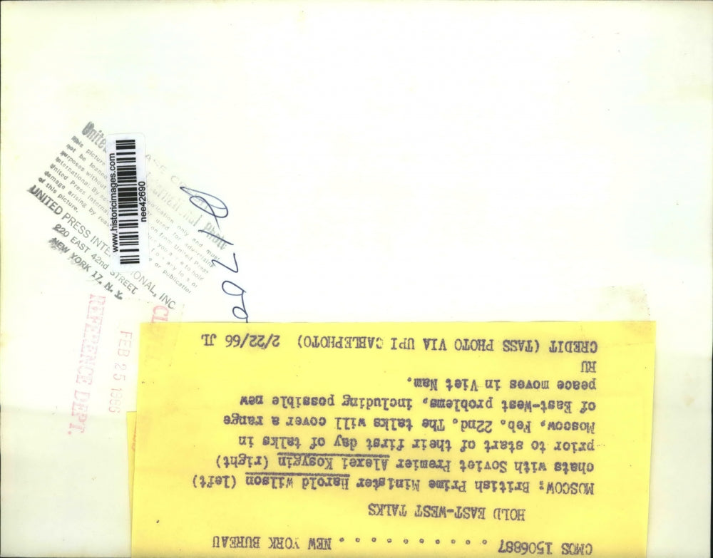 1966 Press Photo Moscow British Prime Minister Harold Wilson With Alexei Kosygin