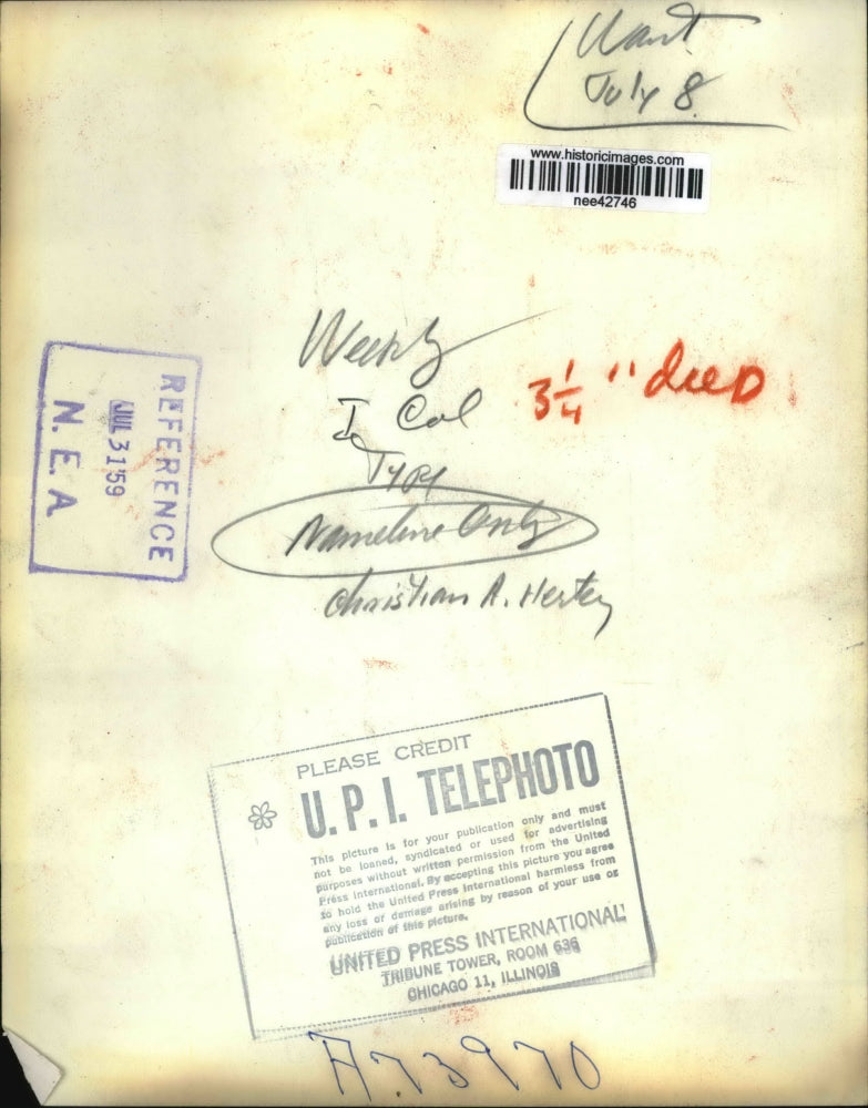 1959 Press Photo Secretary of State Christian A. Herter Geneva Foreign Ministers