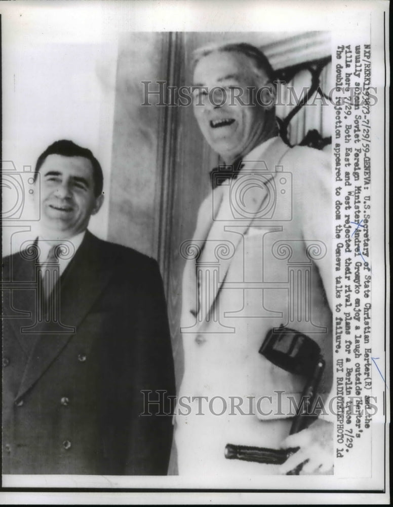 Load image into Gallery viewer, 1959 Press Photo Geneva US Secretary of State Christian Herter
