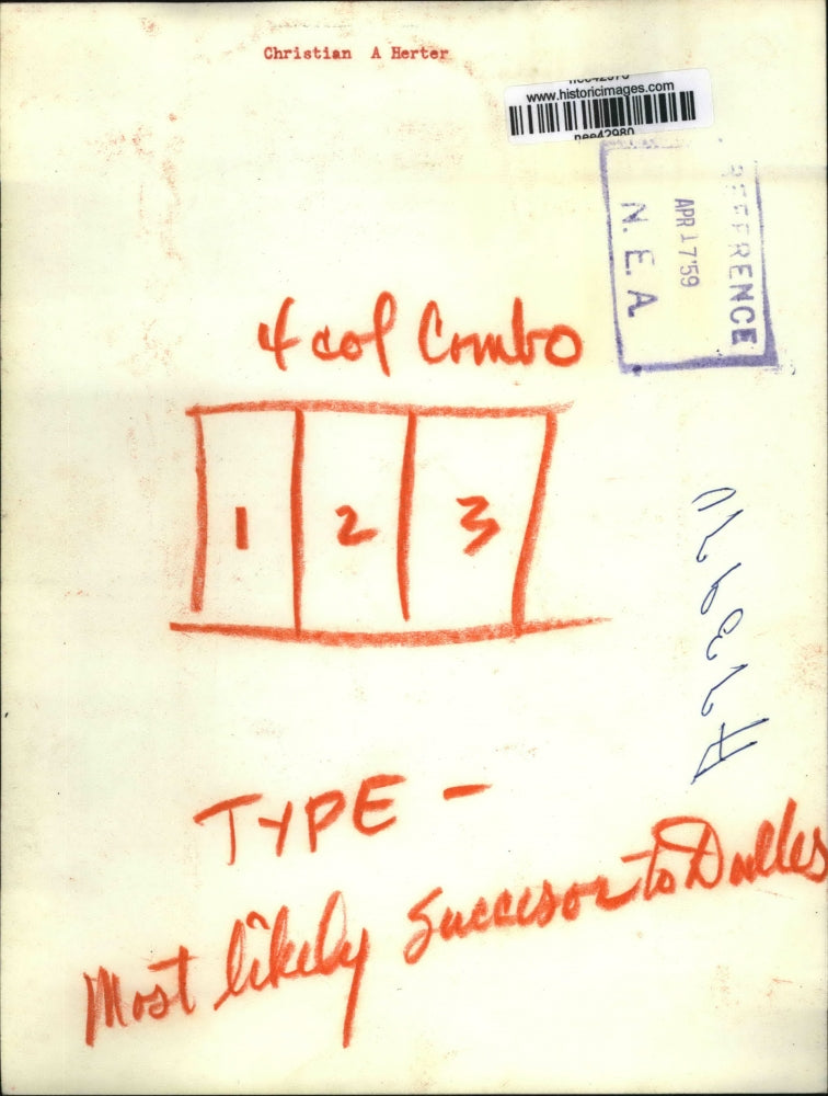 1959 Press Photo Christian A. Herter - nee42980