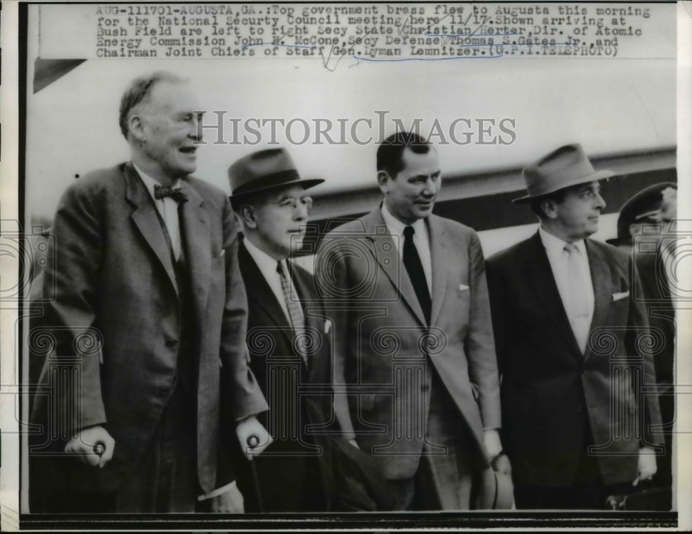 1960 Press Photo Christian Herter, John McCone, Lyman Lenitzer Security Council