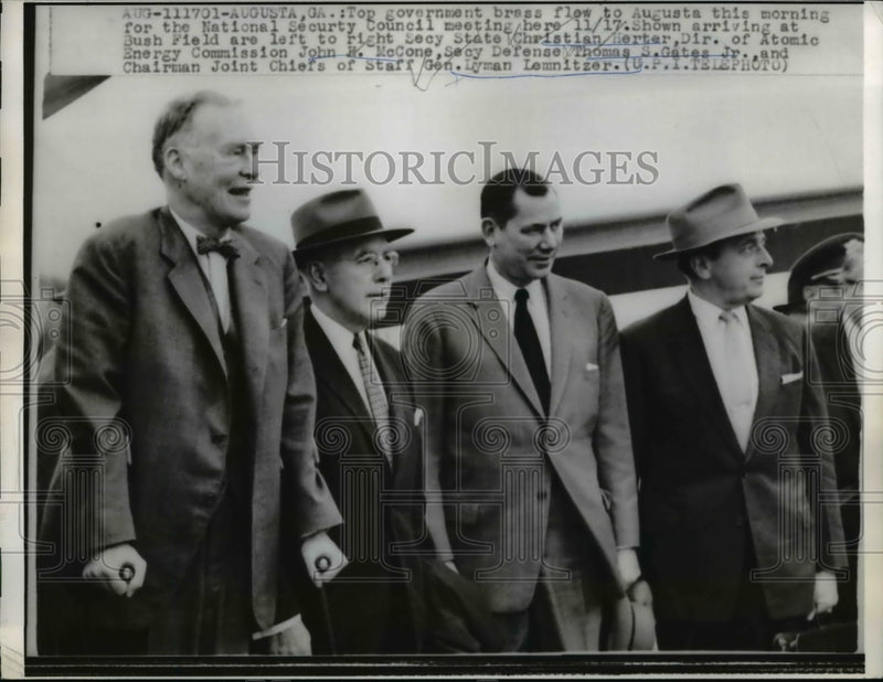 Load image into Gallery viewer, 1960 Press Photo Christian Herter, John McCone, Lyman Lenitzer Security Council
