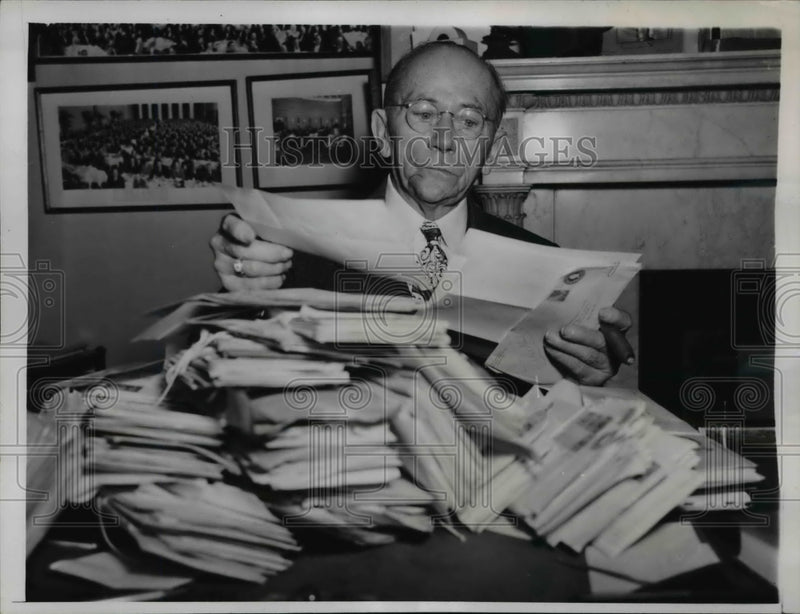 Load image into Gallery viewer, 1947 Press Photo Sen. Theodore Biblo in his office, fights for Senate Seat
