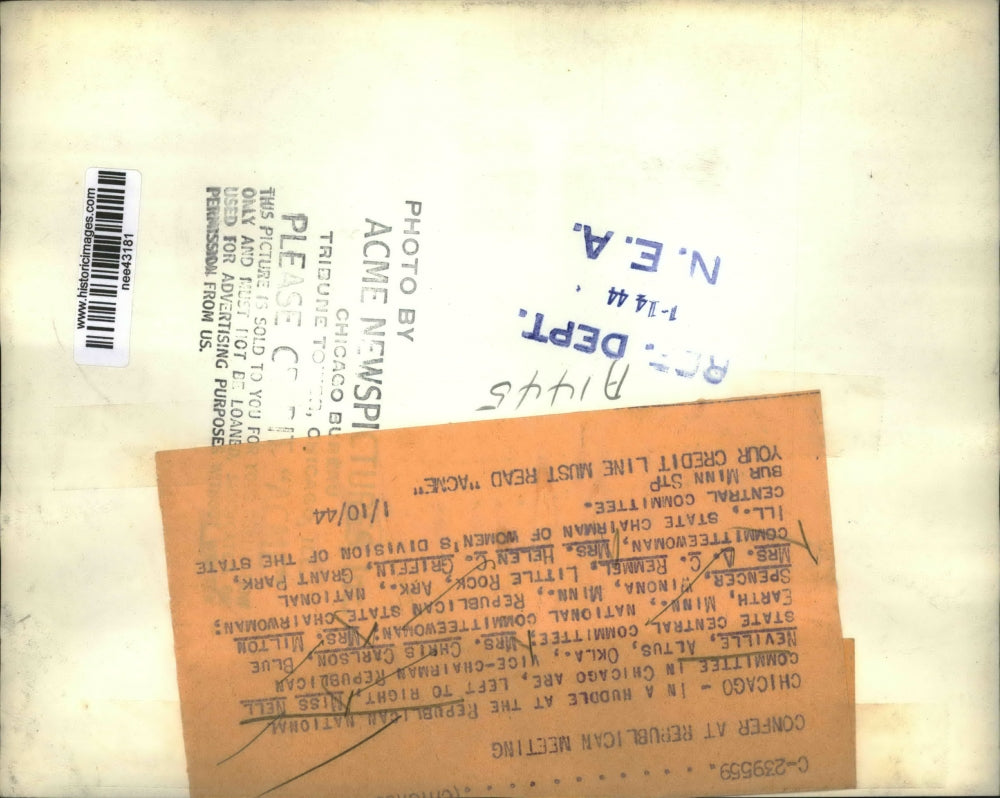 1944 Press Photo Republican National Committee Nell Neville, Mrs. Chris Carlson,