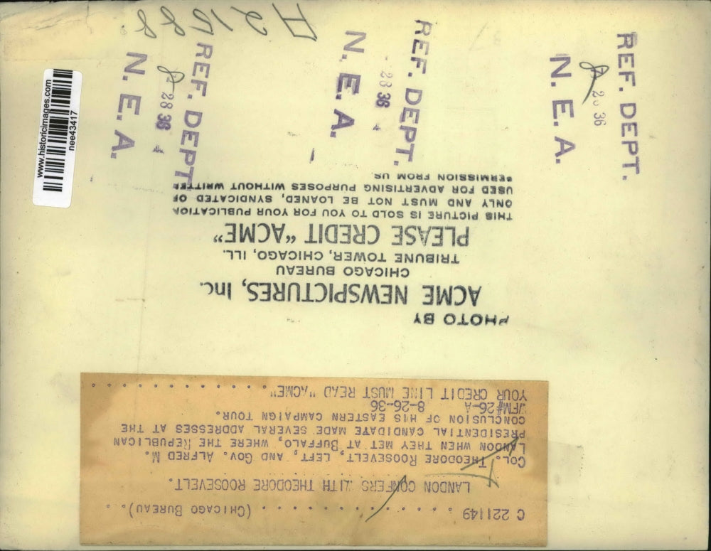 1936 Press Photo Col Theodore Roosevelt and Gov Alfred M Landon. - nee43417