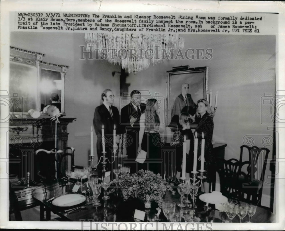 1971 Press Photo The Franklin and Eleanor Roosevelt Dining Room at Blair House.