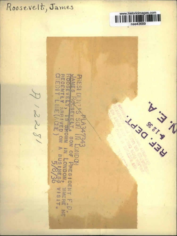 1936 Press Photo James Roosevelt is shown in London.