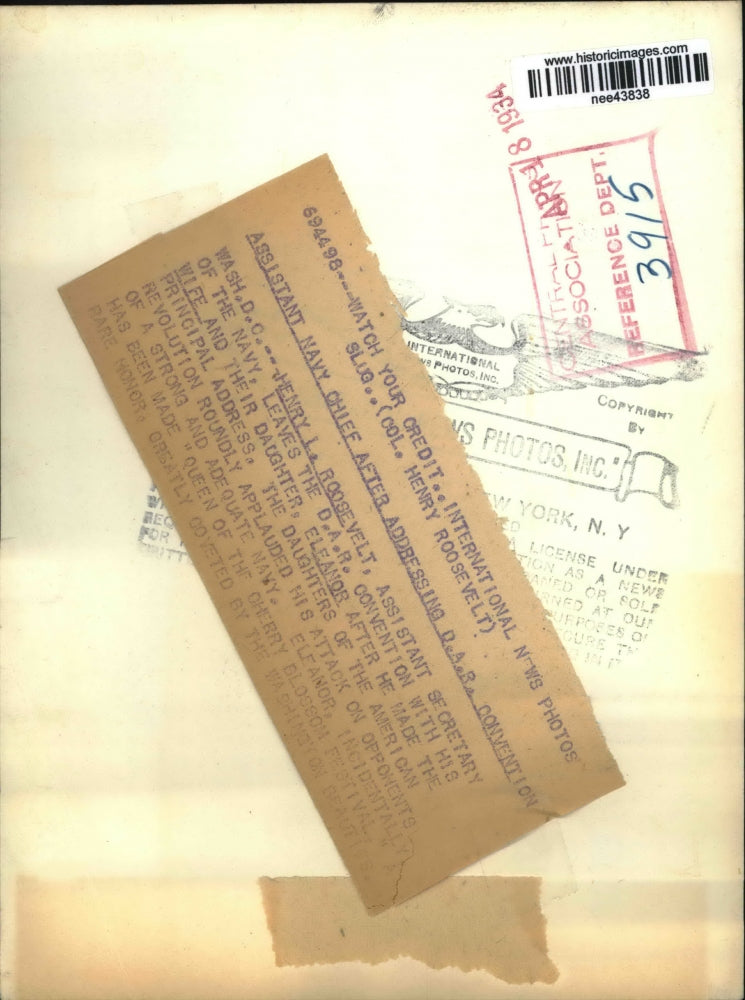 1934 Press Photo Henry Roosevelt Assistant Secretary Navy in Washington DC