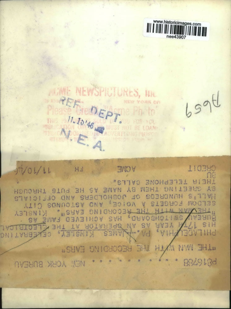 1946 Press Photo James Kinsley Celebrates 17th Year At Electrical Switchboard