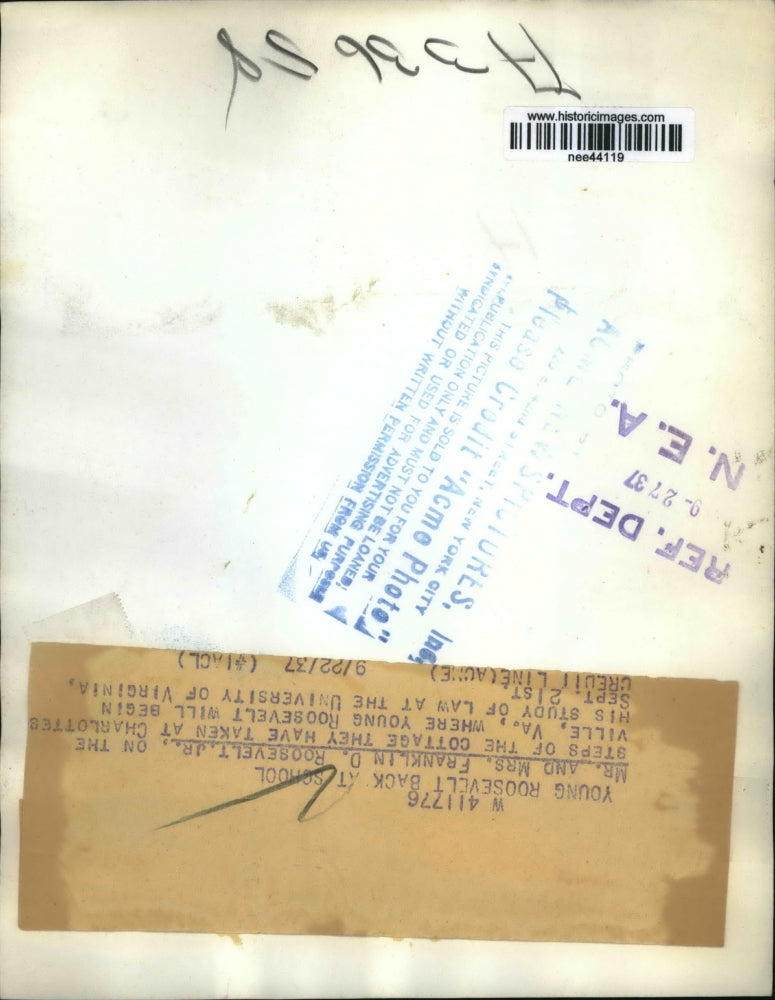 1937 Press Photo Mr. and Mrs. Fralnklin D.Roosevelt, Jr. Chalottesville, VA