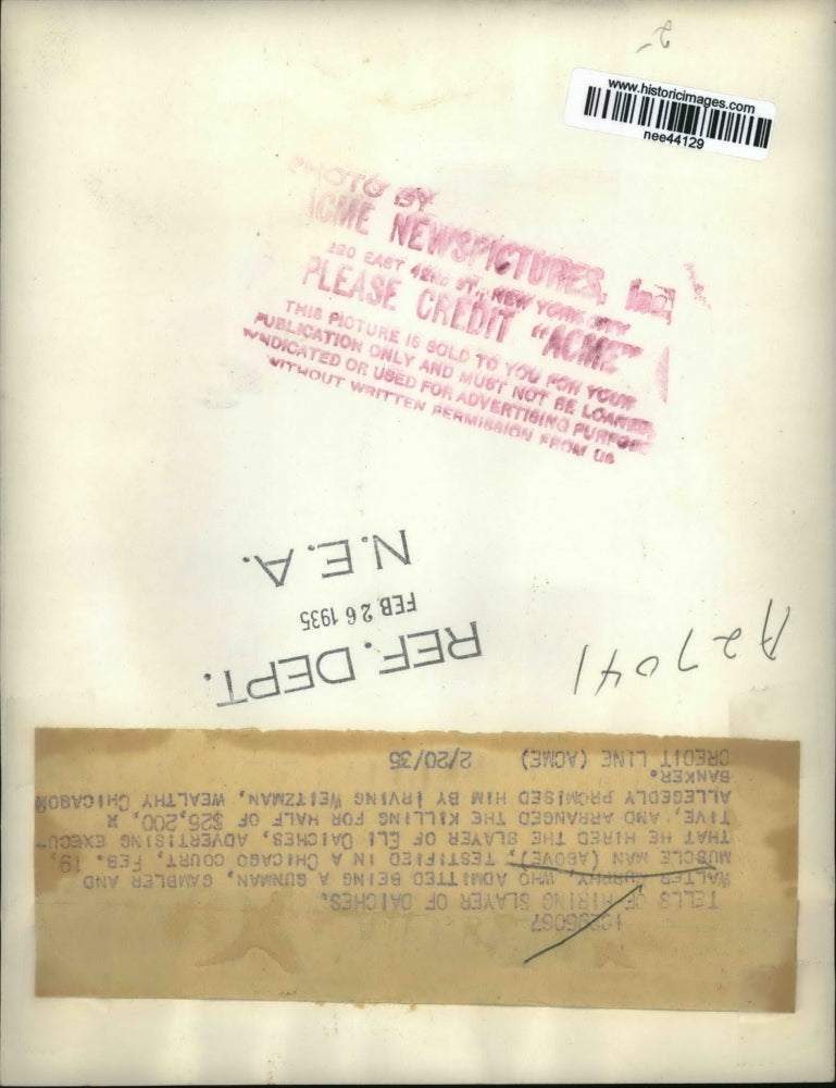 1935 Press Photo Walter Murphy testified in Chicago Court - nee44129