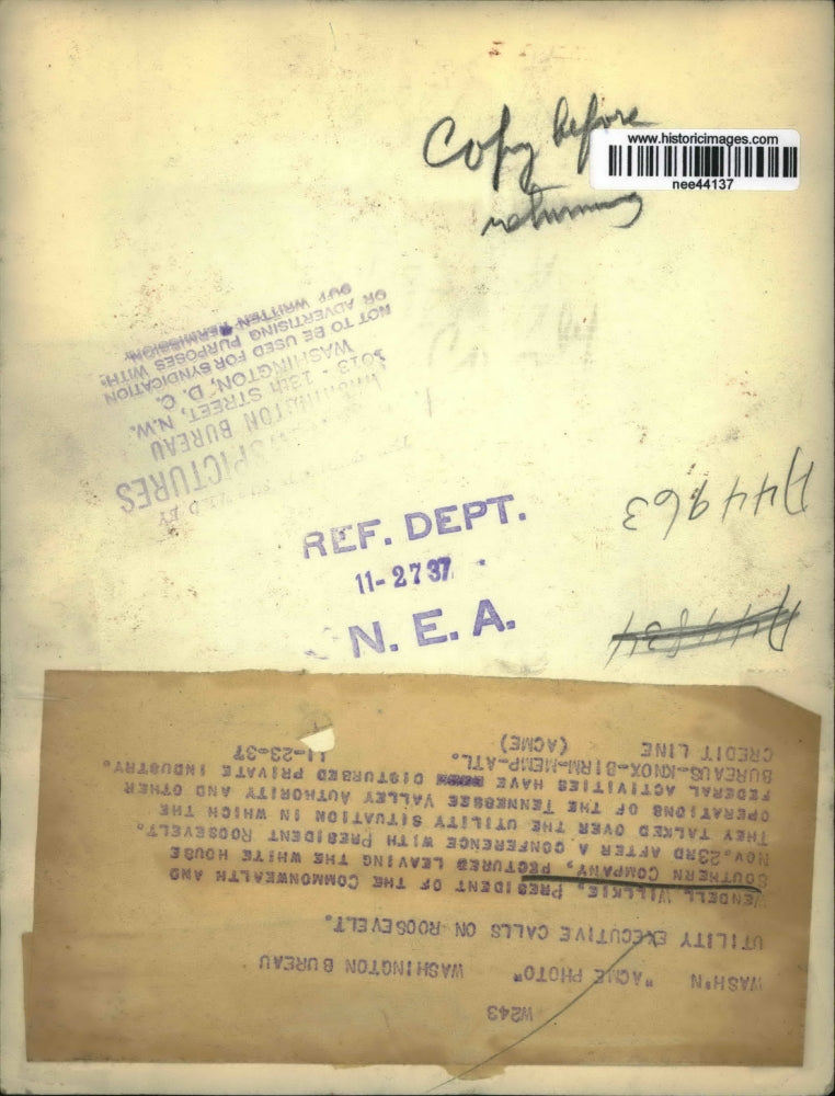 1937 Press Photo Wendell Wilkie pictured leaving the White House.