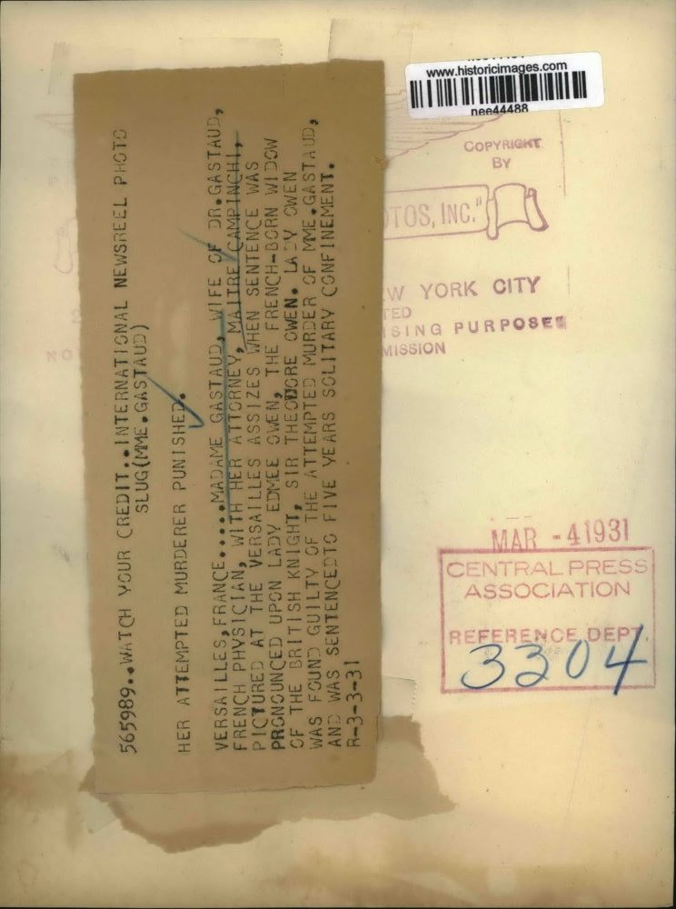 1931 Press Photo Versailles France Madame Gastaud with attorney Maitre Campinchi