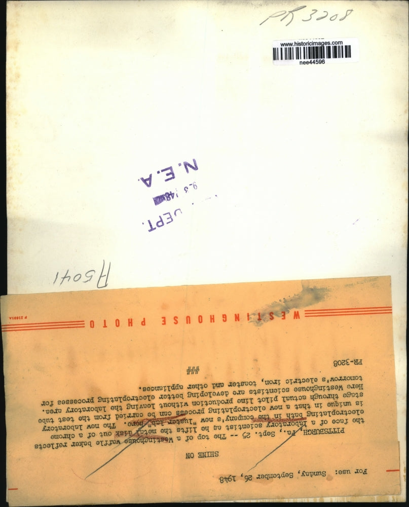 1948 Press Photo Westinghouse Labs crome electroplating bath for luster look