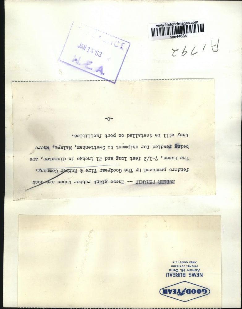 1963 Press Photo Giant Dock Fenders Made By The Goodyear Tire & Rubber Company