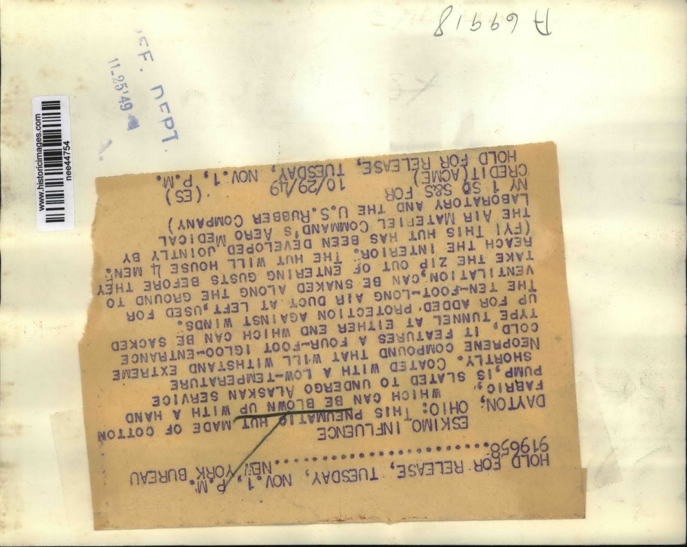 1949 Press Photo Pneumatic Hut Dayton, Ohio