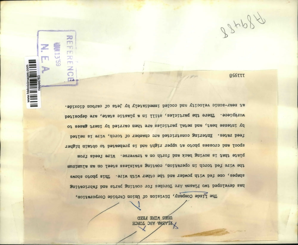 1959 Press Photo Linde Company Development Plasma Arc Torches - nee44763