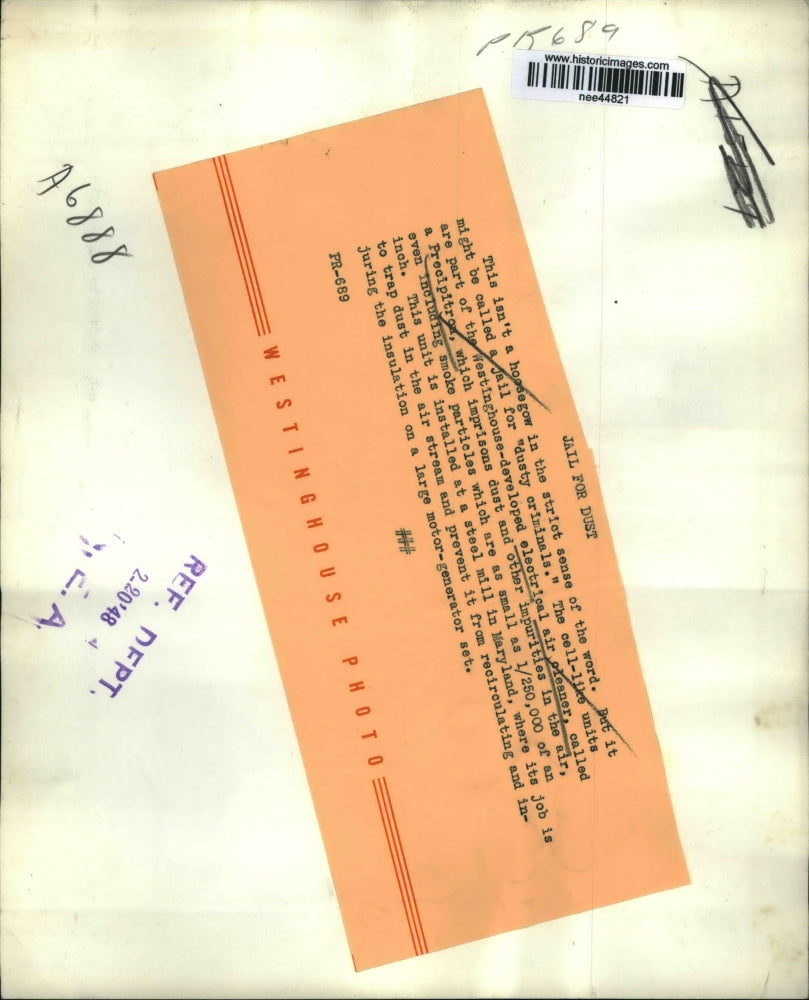 1948 Press Photo of Westinghouse Precipitron,air cleaner. - nee44821