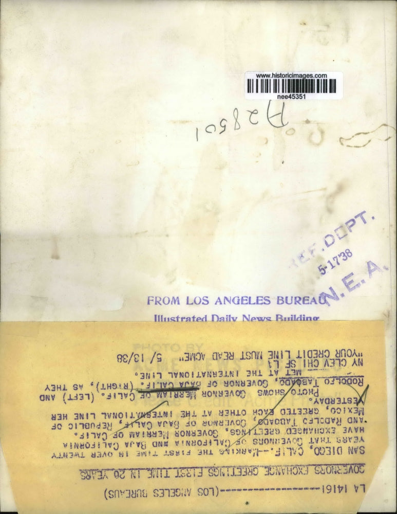 1938 Press Photo Gov. Meriam, Rodolfo Tabaodo International Line