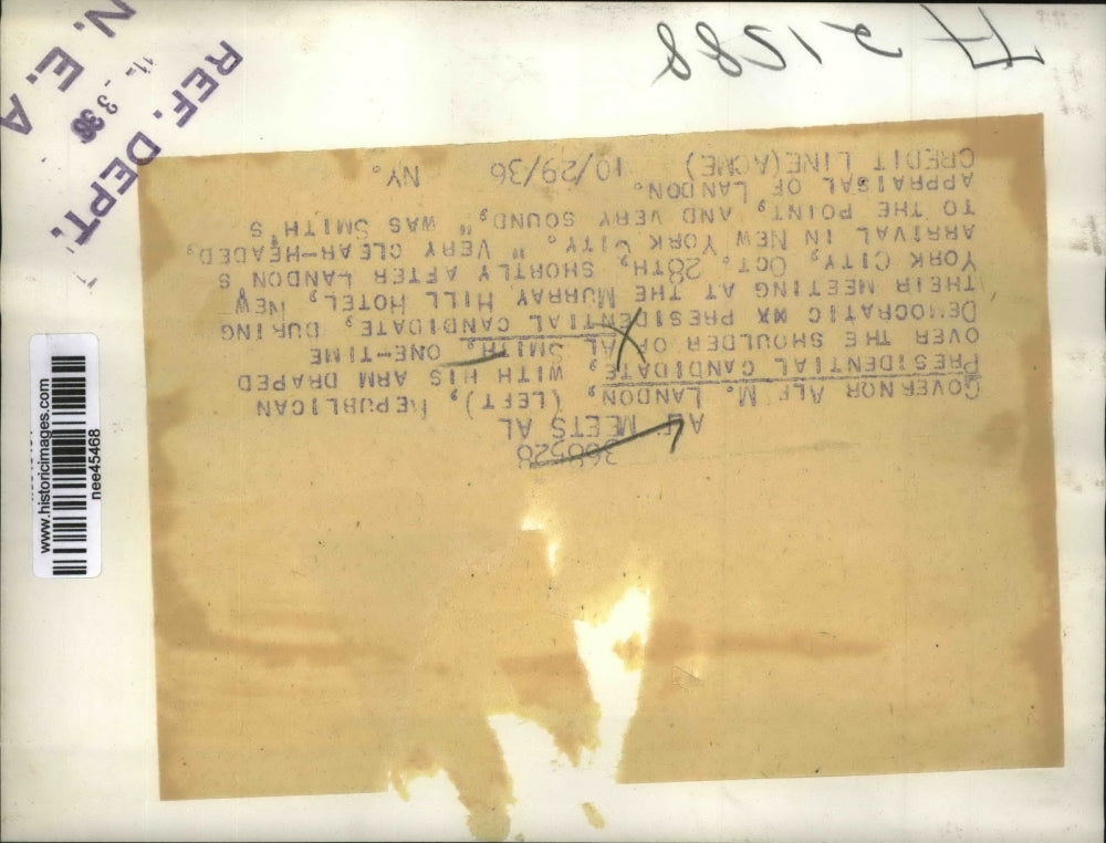 1936 Press Photo Governor Alf M. Landon with Al Smith at New York Meeting